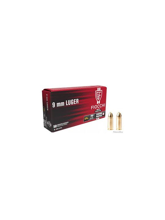 50 munitions Fiocchi, 9x19 mm, 124 grain